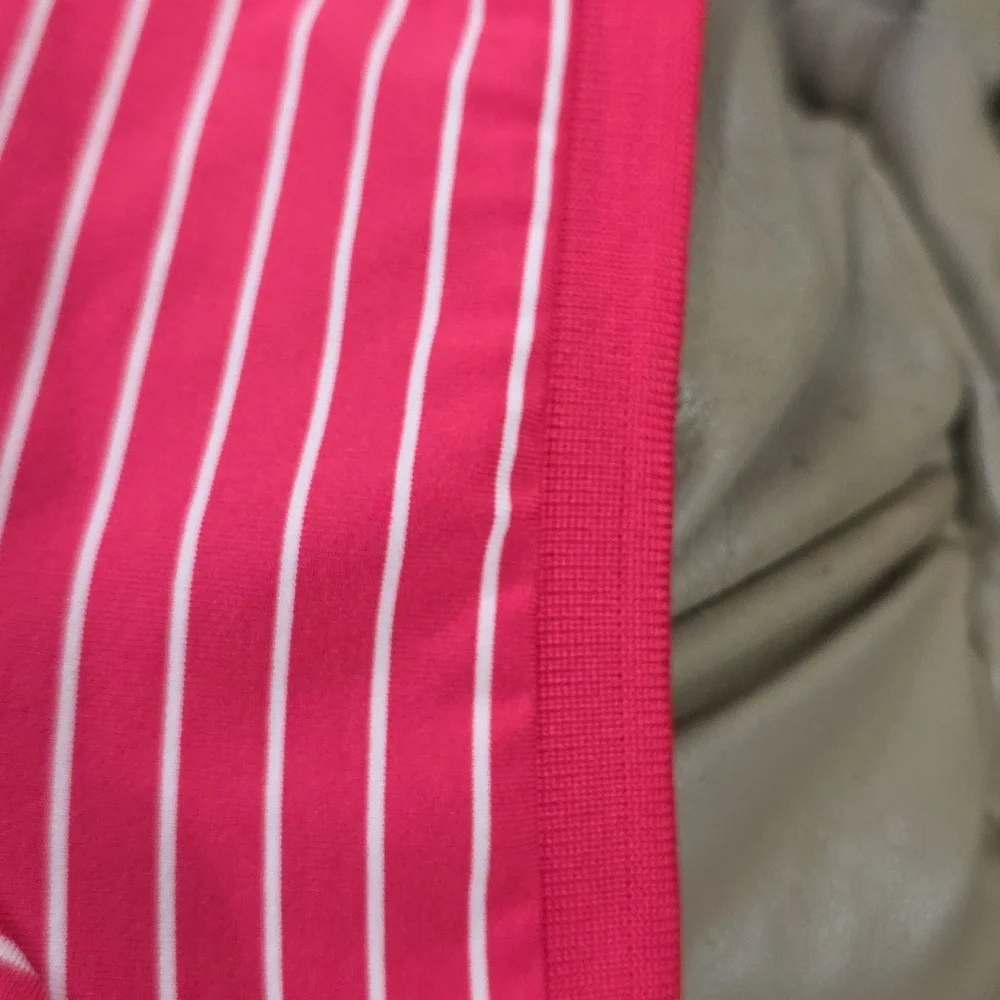 Ralph Lauren Womens Athletic Golf Shirt Collar Snaps Pink/White 